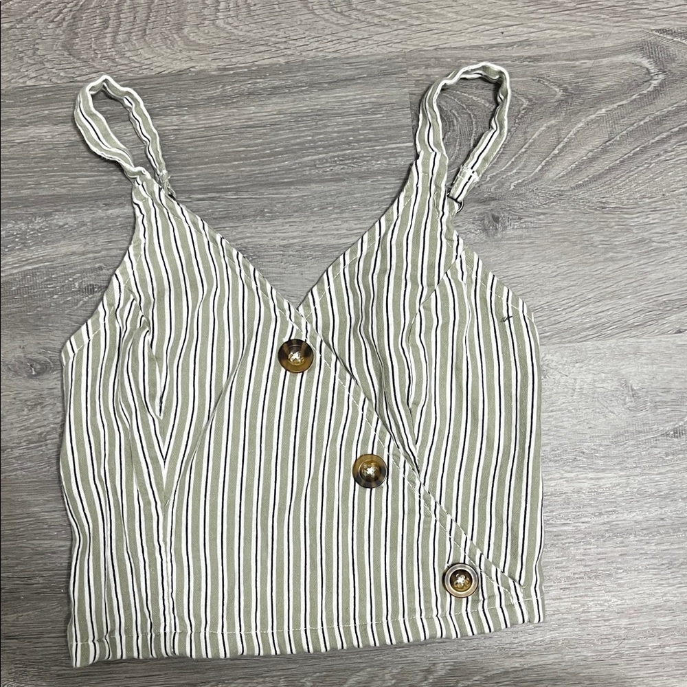 Striped Button-Down Women Top